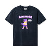 Black t-shirt with cartoon character and 'LAVENDER' text on a white background